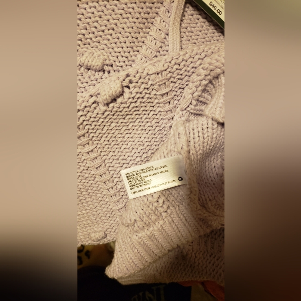 Sandy Liang (For Target) Off-the-Shoulder Lavender Sweater - Picture 8 of 12